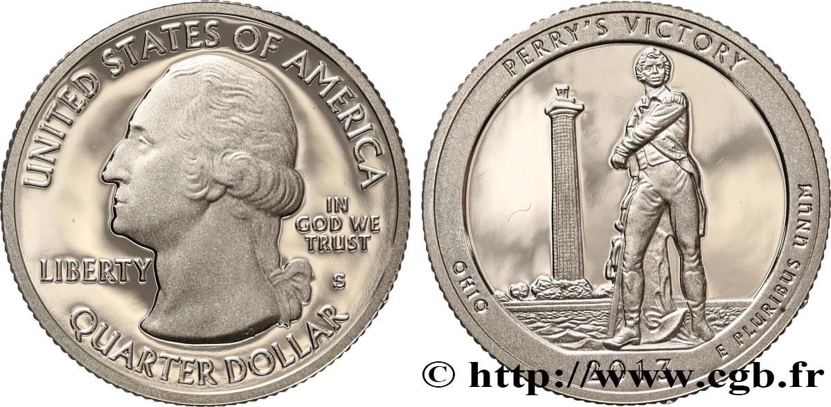 STATI UNITI D AMERICA 1/4 Dollar Mémorial de Perry’s Victory - Ohio - Silver Proof 2013 San Francisco MS 