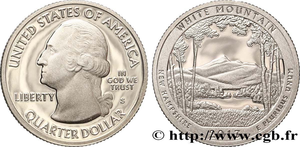 STATI UNITI D AMERICA 1/4 Dollar Forêt Nationale de White Mountain - New Hampshire - Silver Proof 2013 San Francisco MS 