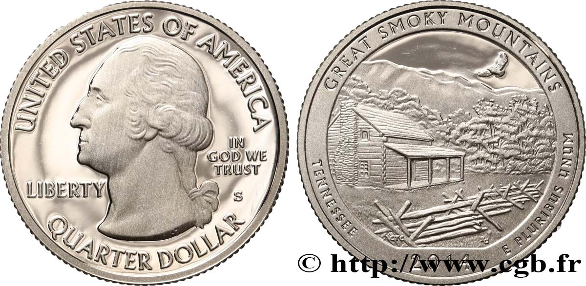 UNITED STATES OF AMERICA 1/4 Dollar Parc national des Great Smoky Mountains - Tennessee - Silver Proof 2014 San Francisco MS 