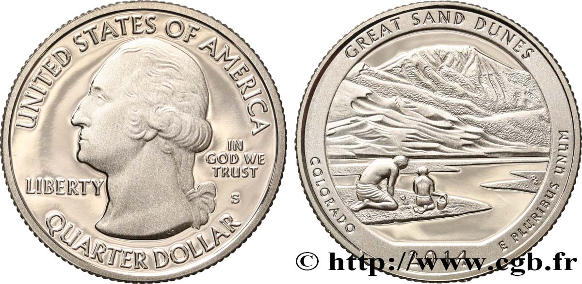 UNITED STATES OF AMERICA 1/4 Dollar Parc national de Great Sand Dunes - Colorado - Silver Proof 2014 San Francisco MS 