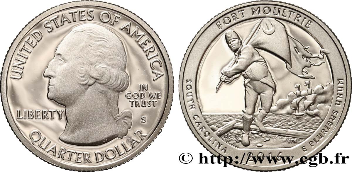 STATI UNITI D AMERICA 1/4 Dollar Monument National de Fort Sumter (Fort Moultrie) - Caroline du - Silver Proof 2016 San Francisco MS 