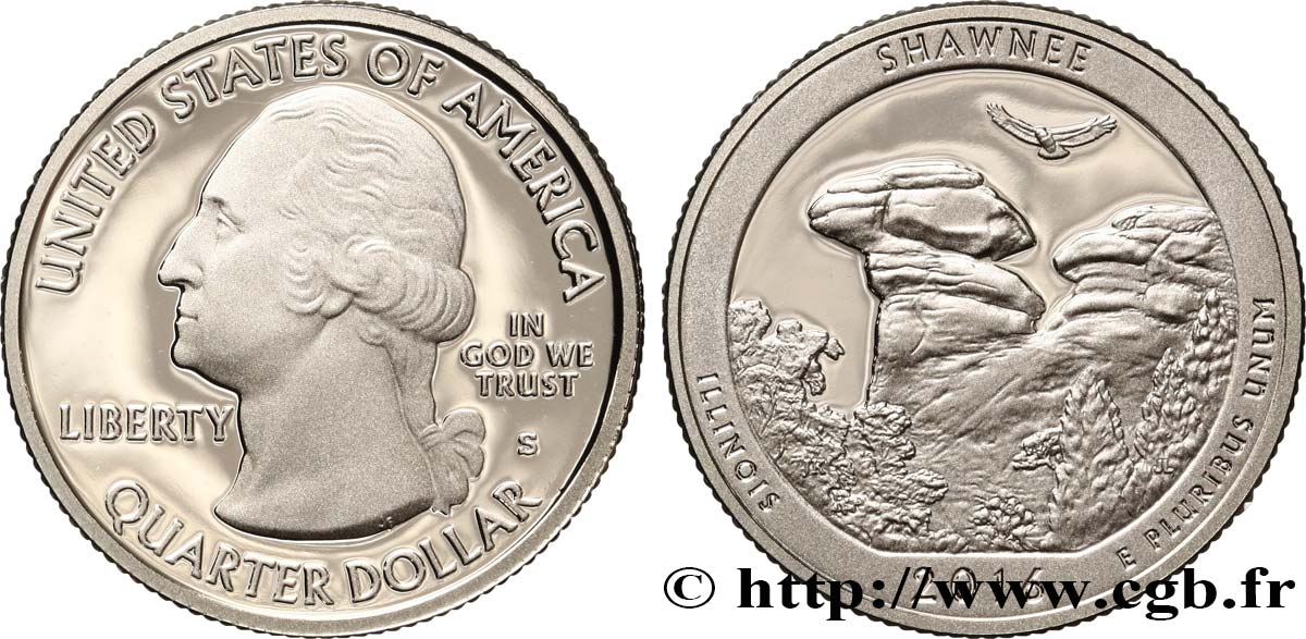 UNITED STATES OF AMERICA 1/4 Dollar Forêt Nationale de Shawnee - Illinois - Silver Proof 2016 San Francisco MS 