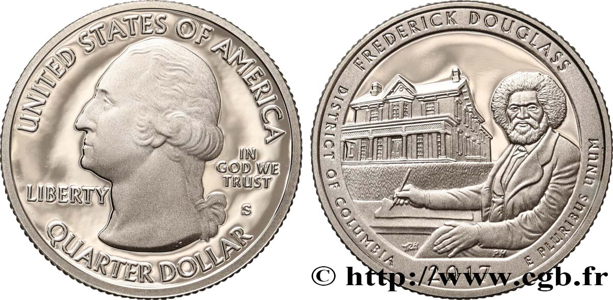 STATI UNITI D AMERICA 1/4 Dollar Site Historique National Frederick Douglass - District of Columbia - Silver Proof 2017 San Francisco MS 