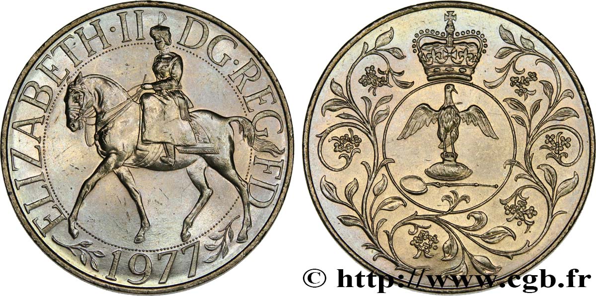 VEREINIGTEN KÖNIGREICH 25 New Pence jubilé d’argent d’Elisabeth II 1977  fST 