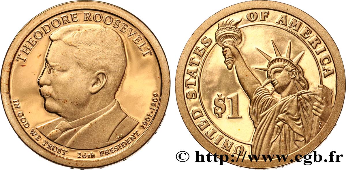 UNITED STATES OF AMERICA 1 Dollar Theodore Roosevelt - Proof 2013 San Francisco MS 