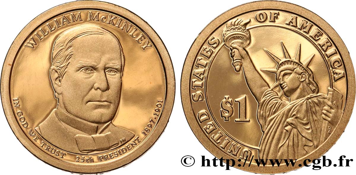 UNITED STATES OF AMERICA 1 Dollar William McKinley - Proof 2013 San Francisco MS 