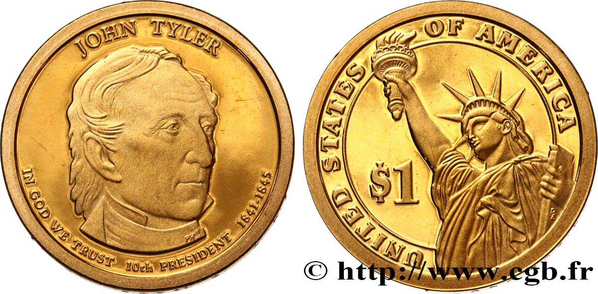 UNITED STATES OF AMERICA 1 Dollar John Tyler - Proof 2009 San Francisco MS 