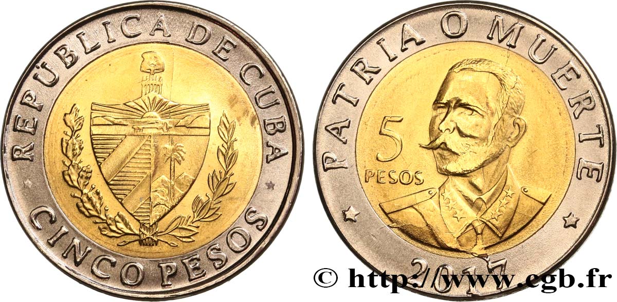 CUBA 5 Pesos Antonio Maceo 2017 La Havane SPL 