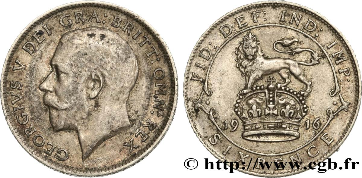 UNITED KINGDOM 6 Pence Georges V 1916  XF 