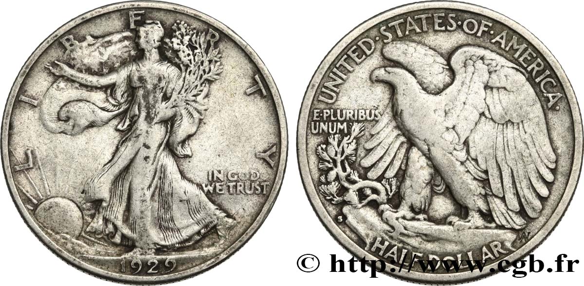 ÉTATS-UNIS D&nbsp;AMÉRIQUE 1/2 Dollar Walking Liberty 1929 San Francisco - S TB 