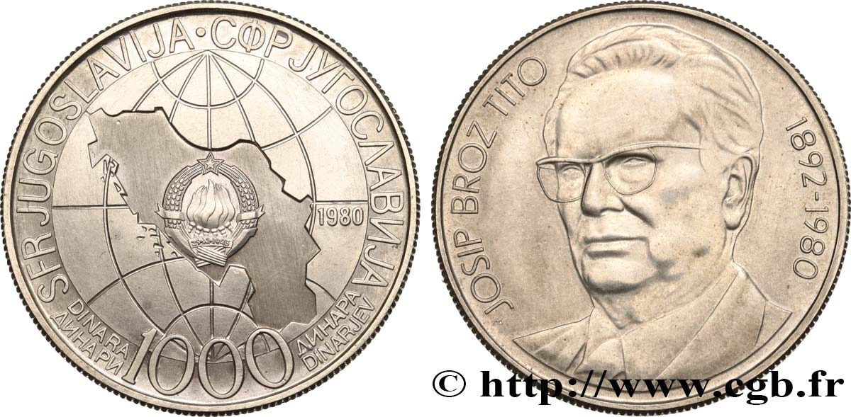 JUGOSLAWIEN 1000 Dinara Josip Broz Tito 1980  fST 