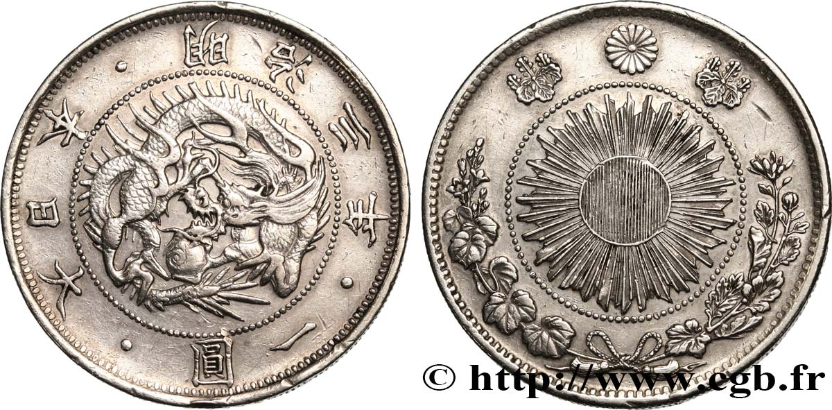 JAPAN 1 Yen, 1er type 1870  XF/AU 