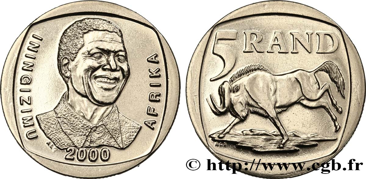 SOUTH AFRICA 5 Rand Proof Nelson Mandela 2000 Prétoria MS 