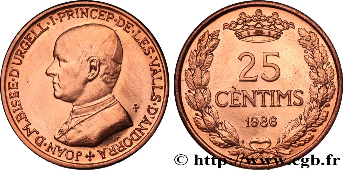 ANDORRA 25 Centims 1986  MS 