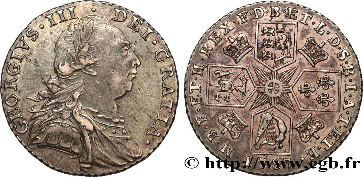 GREAT BRITAIN - GEORGE III 1 Shilling 1787  AU 