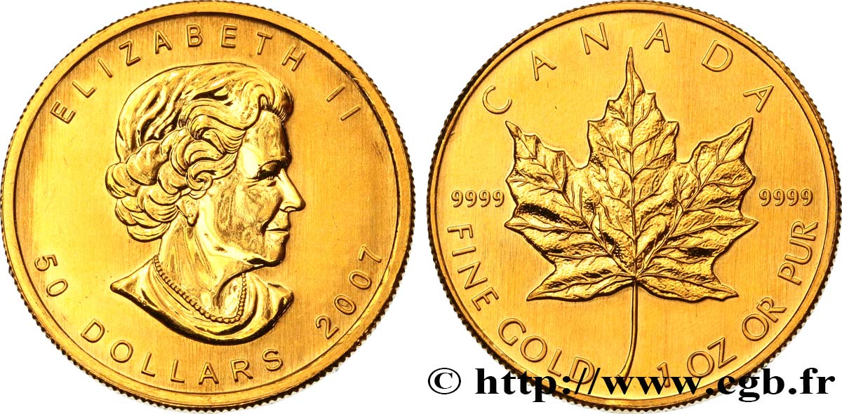 KANADA 50 Dollars  Maple Leaf  Elisabeth II 2007  fST 