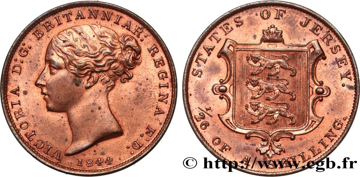 JERSEY 1/26 Shilling Victoria 1844  MS 
