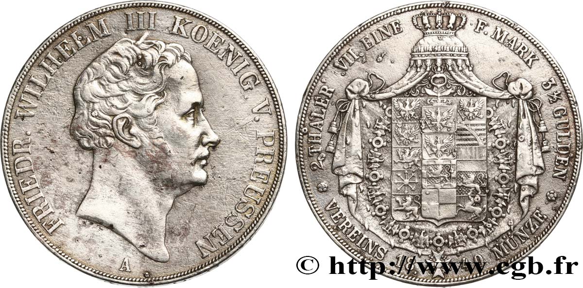 GERMANY - PRUSSIA 2 Thaler Frédéric-Guillaume III 1840 Berlin XF 
