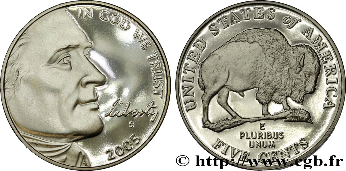 ÉTATS-UNIS D AMÉRIQUE 5 Cents Bison américain - Proof 2005 San Francisco SPL 