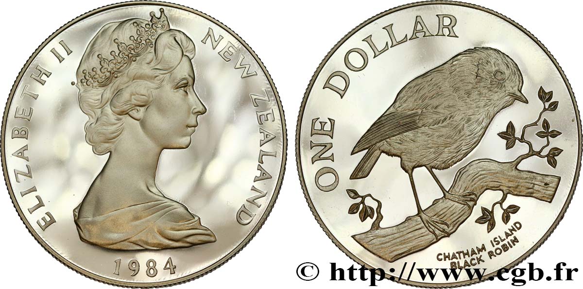 NEW ZEALAND 1 Dollar Proof Merle noir 1984 Royal Australian Mint (Camberra) MS 