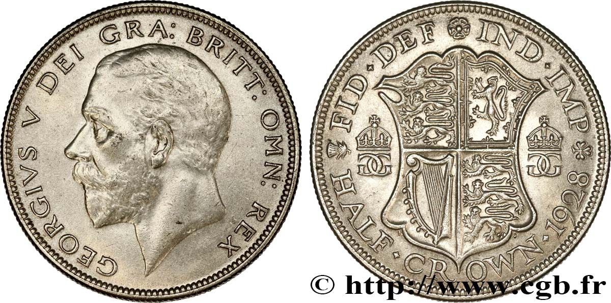 REINO UNIDO 1/2 Crown Georges V 1928  EBC 