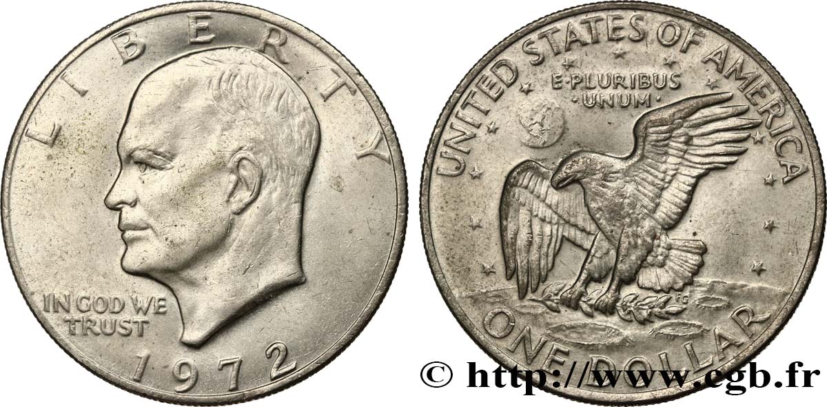 ÉTATS-UNIS D AMÉRIQUE 1 Dollar Eisenhower 1972 Philadelphie SUP 