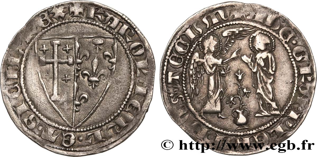 ITALY - KINGDOM OF NAPLES - CHARLES I OF ANJOU Salut d argent n.d. Naples XF/VF 