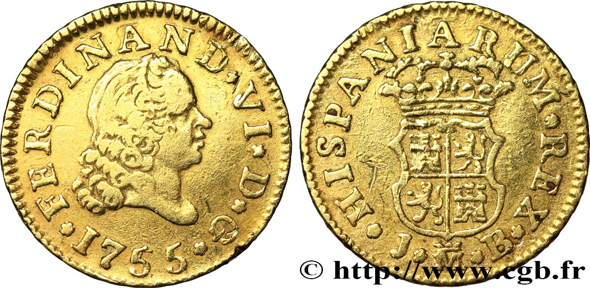 SPAGNA 1/2 Escudo Ferdinand VI 1755 Madrid q.BB 