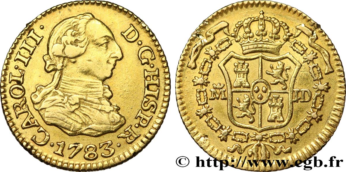 SPAGNA 1/2 Escudo Charles III 1783 Madrid BB 