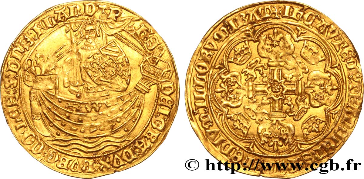 FLANDERS - COUNTY OF FLANDERS - PHILIP THE GOOD Noble d or 1428 Gand AU/AU 