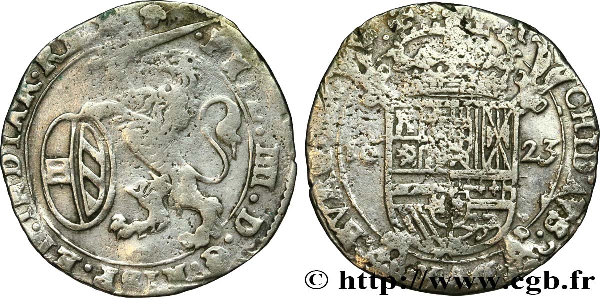 BELGIUM - SPANISH NETHERLANDS 1 Escalin Philippe IV - Brabant 1623 Bruxelles VF 