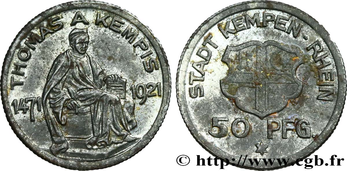 GERMANY - Notgeld 50 Pfenning ville de Kempen 1921  AU 