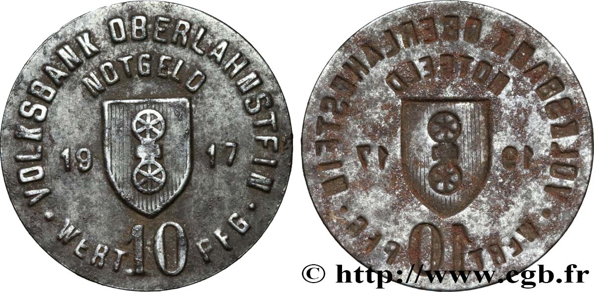 GERMANY - Notgeld 10 Pfennig Volksbank Oberlahnstein 1917  XF 