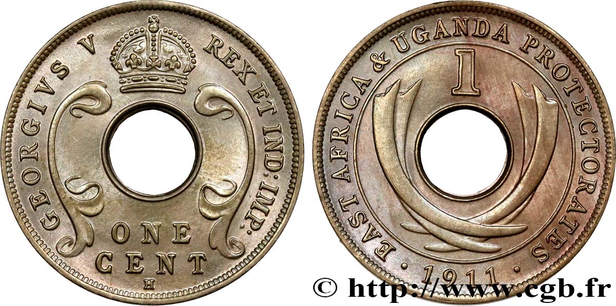 AFRICA DI L EST BRITANNICA E UGANDA - PROTETTORATI 1 Cent Georges V 1911 Heaton FDC 