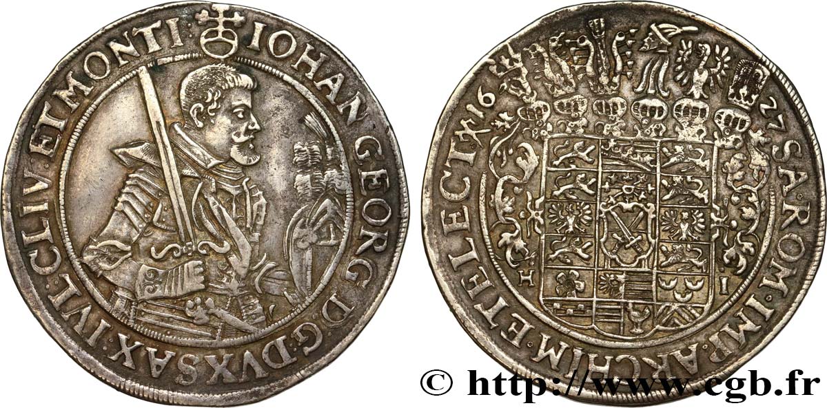 GERMANY - SAXONY - JEAN-GEORGES I Thaler 1627 Dresde AU 