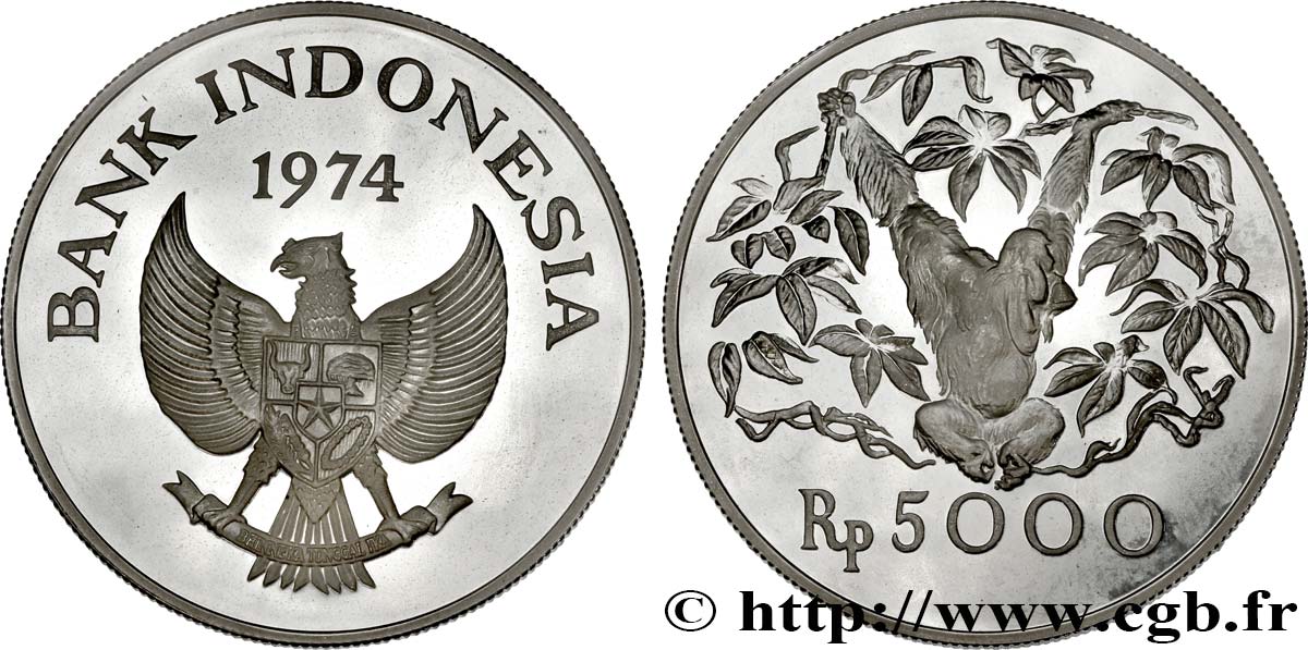 INDONESIEN 5000 Rupiah 1974  fST 