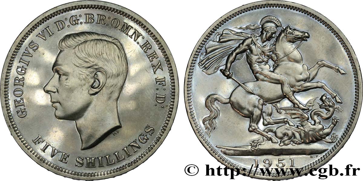 VEREINIGTEN KÖNIGREICH 1 Crown (5 Shillings) Georges VI 1951  fST 