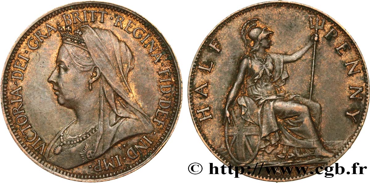 ROYAUME-UNI 1/2 Penny Victoria “old head” 1898  TTB+ 