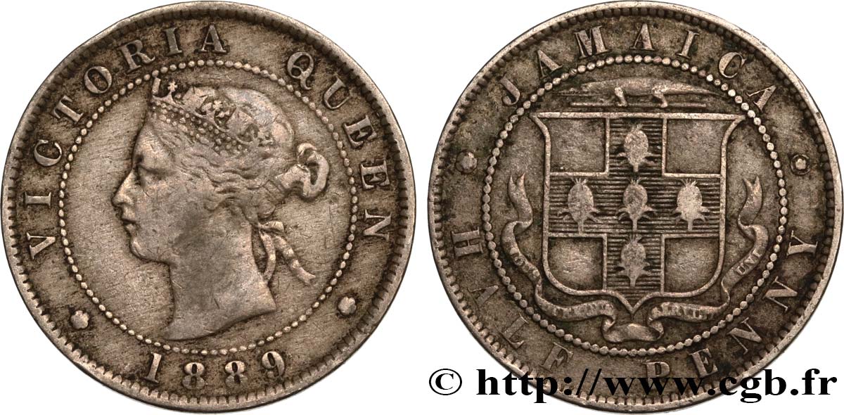 JAMAÏQUE 1/2 Penny Victoria 1889  TB+ 