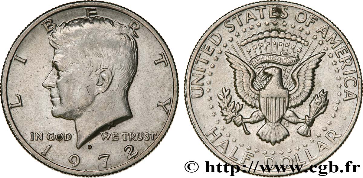 ÉTATS-UNIS D AMÉRIQUE 1/2 Dollar Kennedy 1972 Denver SUP 
