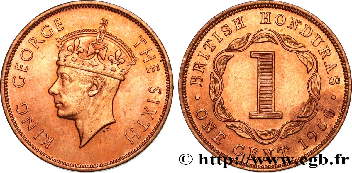 HONDURAS BRITANNIQUE 1 Cent Georges VI 1950  FDC 