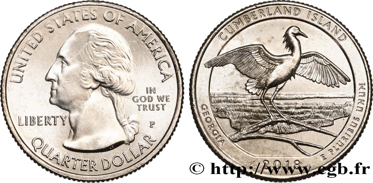 UNITED STATES OF AMERICA 1/4 Dollar Cumberland Island National Seashore - Georgia 2018 Philadelphie MS 