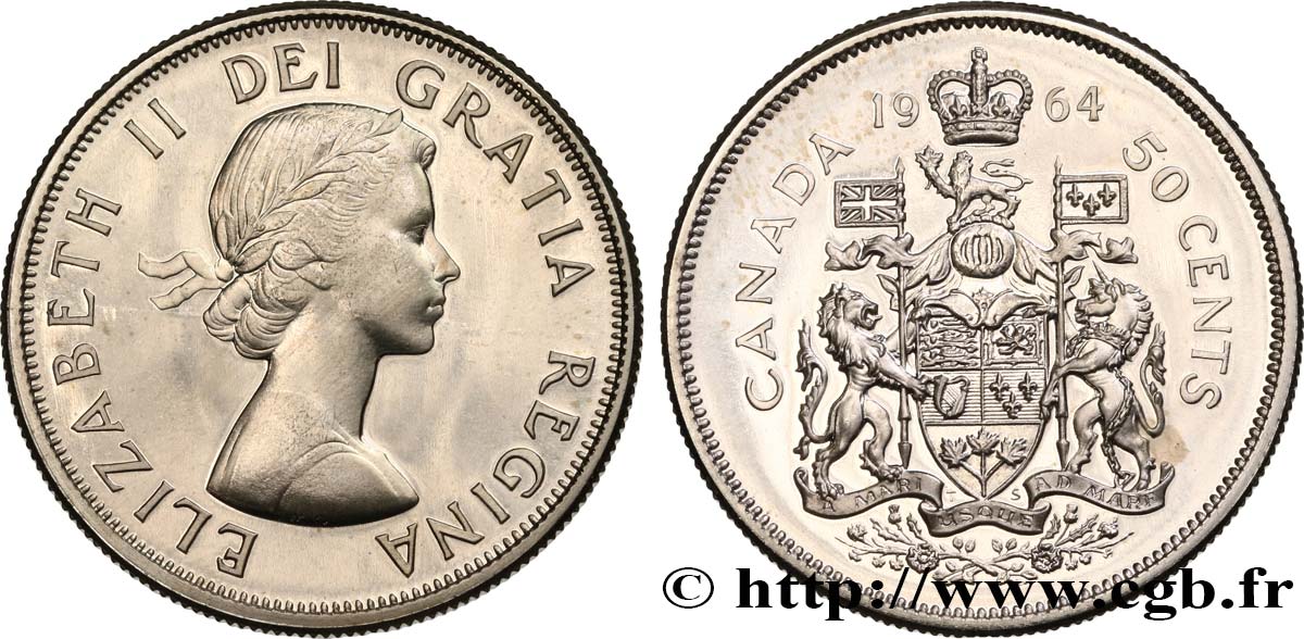 KANADA 50 Cents Elisabeth II 1964  fST 