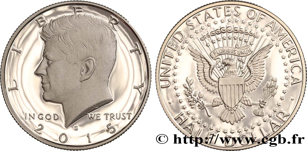 STATI UNITI D AMERICA 1/2 Dollar Kennedy Silver Proof 2015 San Francisco MS 