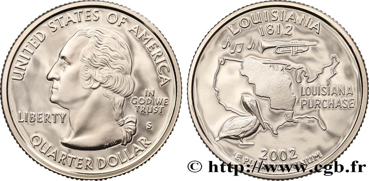 UNITED STATES OF AMERICA 1/4 Dollar Louisiane 2002 San Francisco MS 