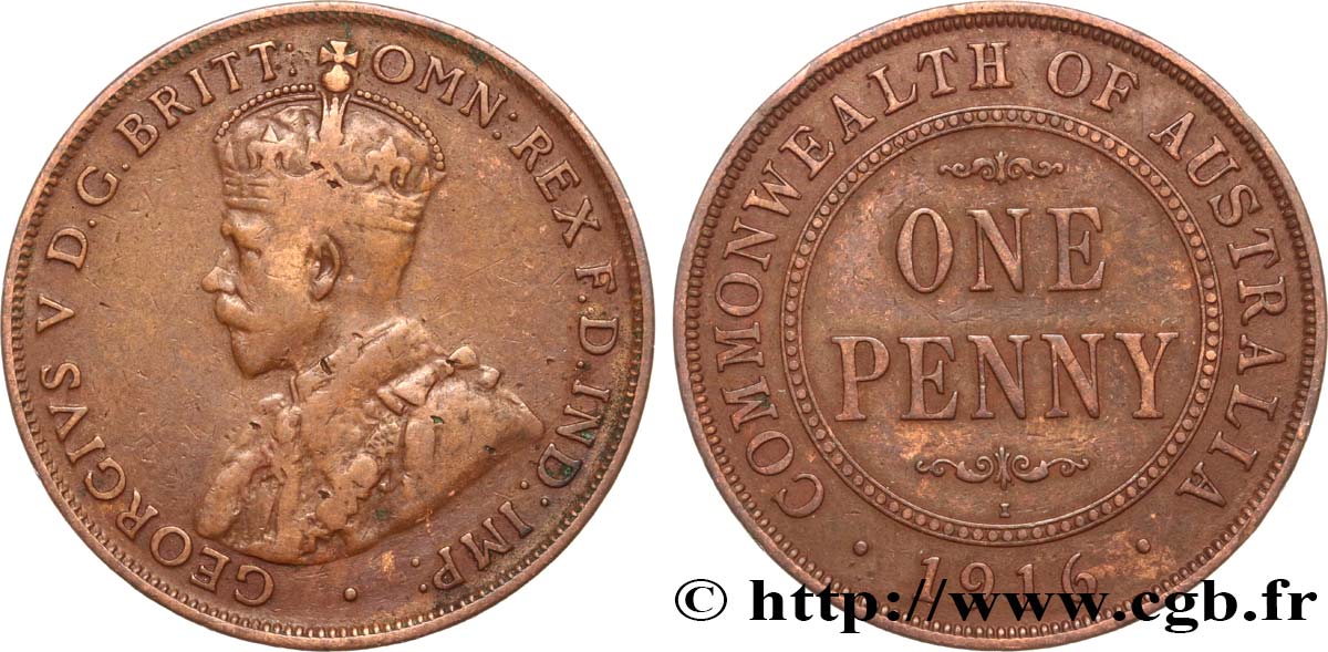 AUSTRALIEN 1 Penny Georges V 1916 Calcutta SS 