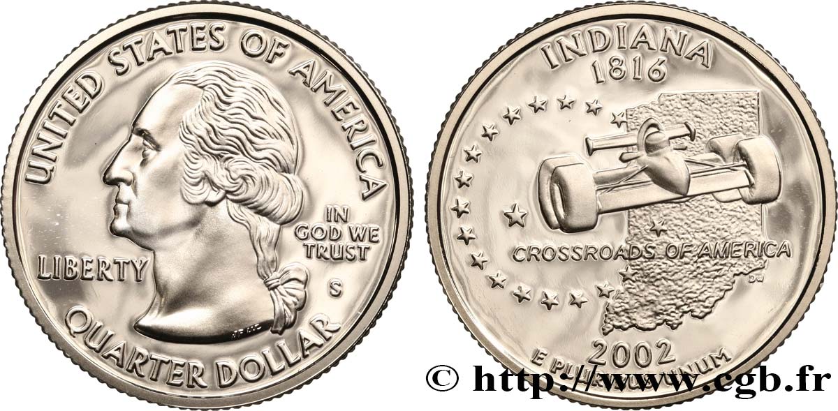UNITED STATES OF AMERICA 1/4 Dollar Indiana - Silver Proof 2002 San Francisco MS 