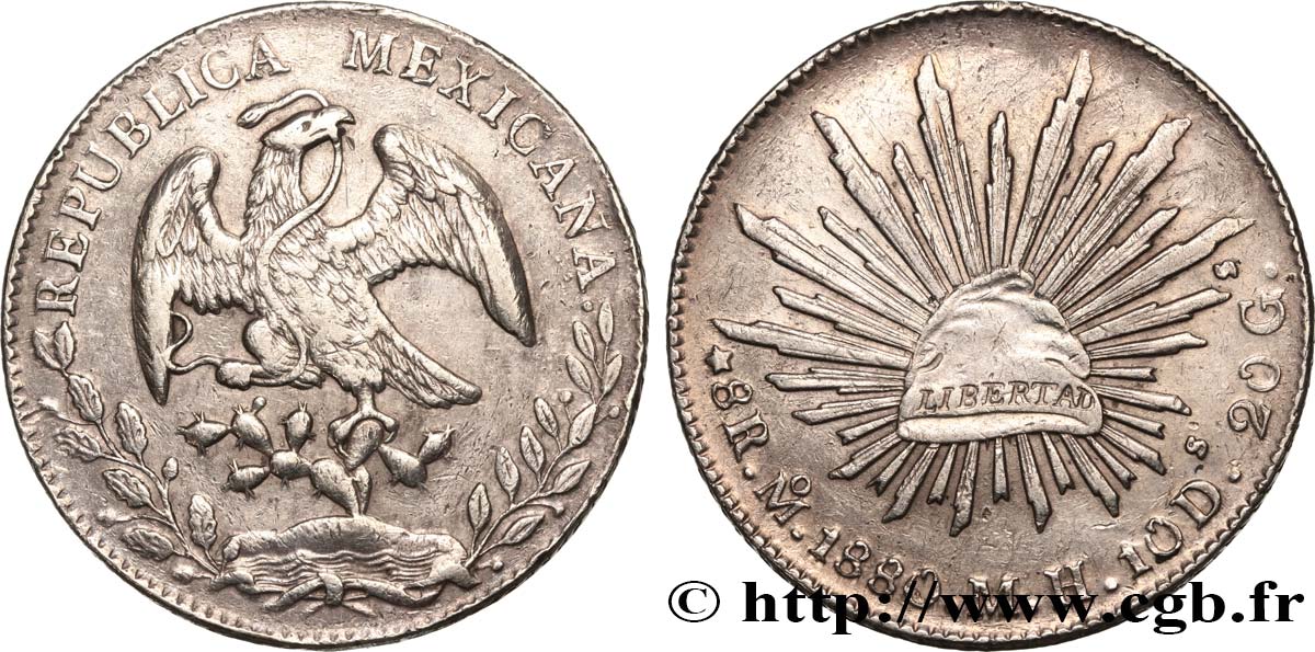 MEXICO 8 Reales 1880 Mexico XF 