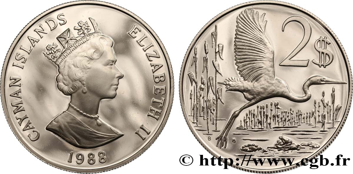 ÎLES CAIMANS 2 Dollars Proof Elisabeth II  1988  SPL 