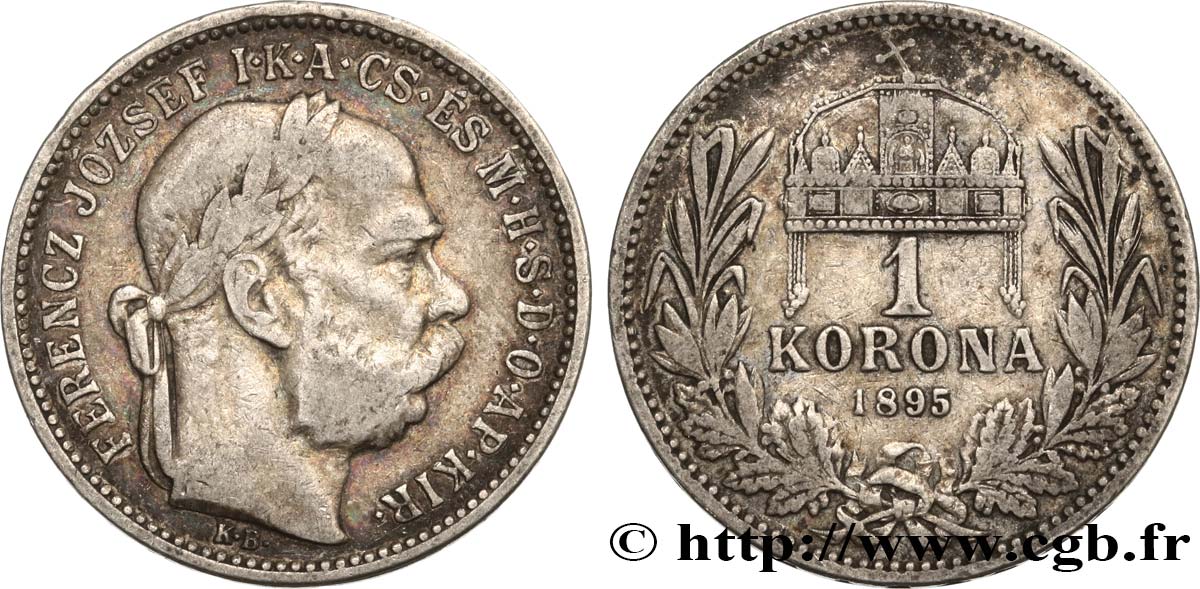 HUNGARY 1 Korona François-Joseph 1895 Kremnitz  VF 